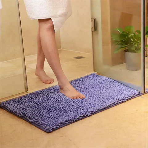 Chenille Absorbent Non Slip Bath Mat Solid Color Soft Shaggy Rug For Bathroom Living Room Bedroom Hallway Floor Mat