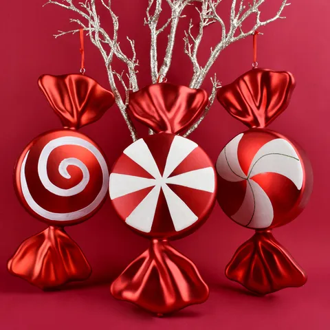 Kerst Podium Scène Layout Rekwisieten Snoep Hangers PVC Geschilderd Groot Snoep Huwelijk Fotografie Thuis Feest Ornament