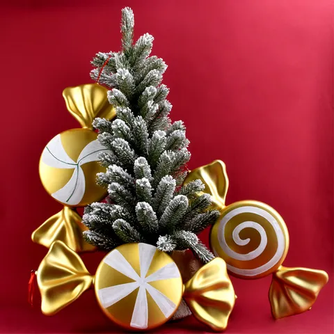Kerst Podium Scène Layout Rekwisieten Snoep Hangers PVC Geschilderd Groot Snoep Huwelijk Fotografie Thuis Feest Ornament