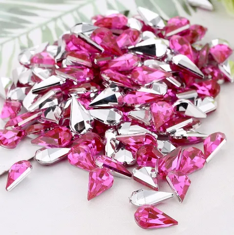 Acrylic Teardrop Rhinestones Pointed Bottom Flatback Crystals Gems For DIY Craft Nail Art Garment Decoration