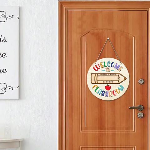 Wooden Back to School Welcome Classroom Sign Hanging Plaque UV Printed School Decor Gift for Teachers