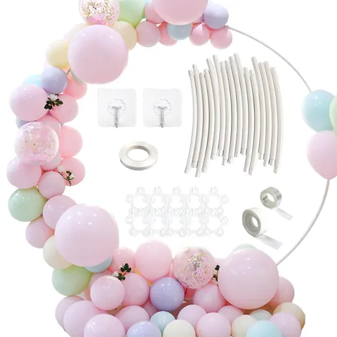 Kit d'Arche de Ballons Ronde Réutilisable en Plastique PE Support Rond pour Mariage Anniversaire Fête Décoration Fond