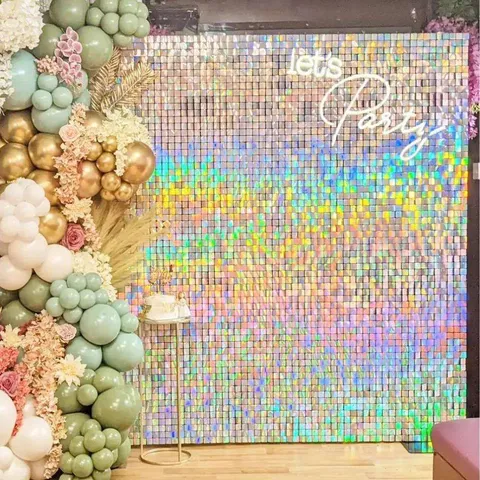 Panneaux Muraux de Paillettes Brillantes Fond de Mur de Paillettes Carré pour Anniversaire Mariage Fête Décoration de Scène