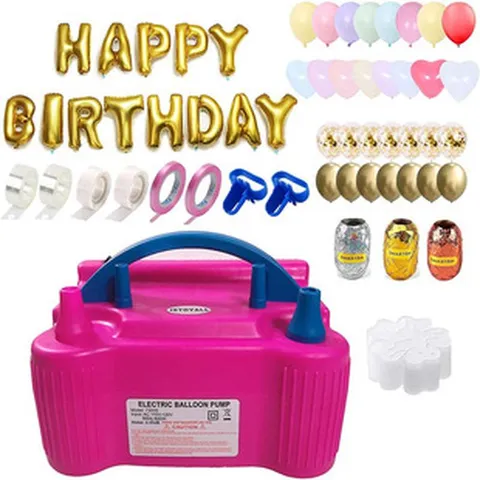 Kit de Pompe à Ballons Électrique Avec Ballons Aluminium Joyeux Anniversaire et Ballons Latex Multicolores Décoration de Fête