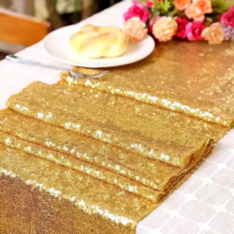 Chemin de Table Pailleté Scintillant Nappe Décorative Housse de Table pour Mariage Anniversaire Fête de Noël Salle à Manger Décoration