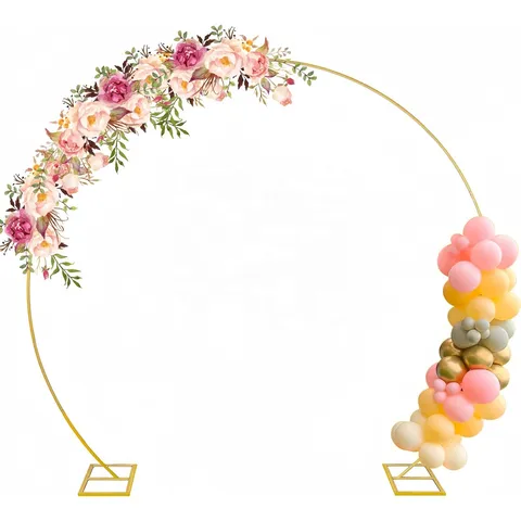 Support d'Arche Ronde en Métal Doré Cadre de Fond de Mariage Kit d'Arche de Ballons pour Fête d'Anniversaire Décoration de Célébration de Noël
