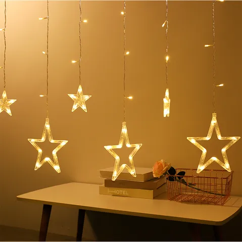LED Star String Lights Curtain Lights Warm White Plastic Fairy Lights Starry Light For Bedroom Party Holiday Home Decor