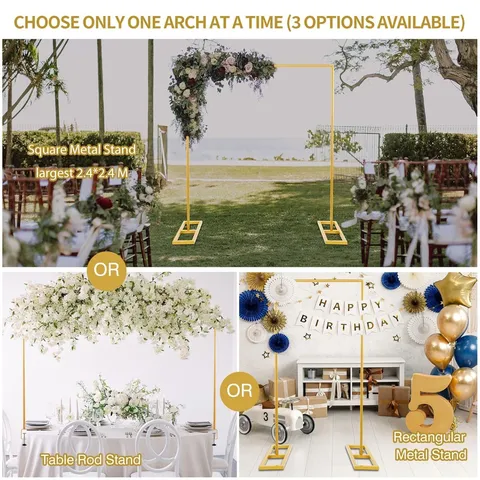 Support de Fond d'Arche de Ballon de Mariage Carré Robuste Support de Fond en Métal Ajustable pour Décoration de Cérémonie de Fête