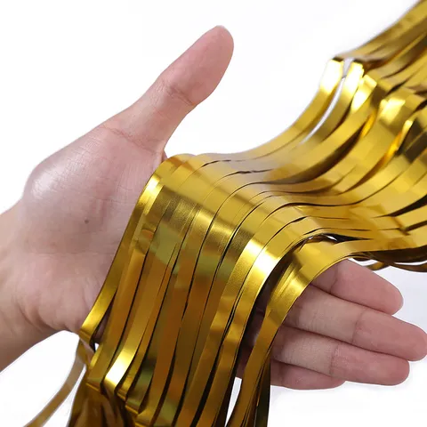Rideau à Franges en Film Métallique Mat Rideau de Porte Serpentin Métallique pour Décoration de Mur de Fond de Fête de Mariage