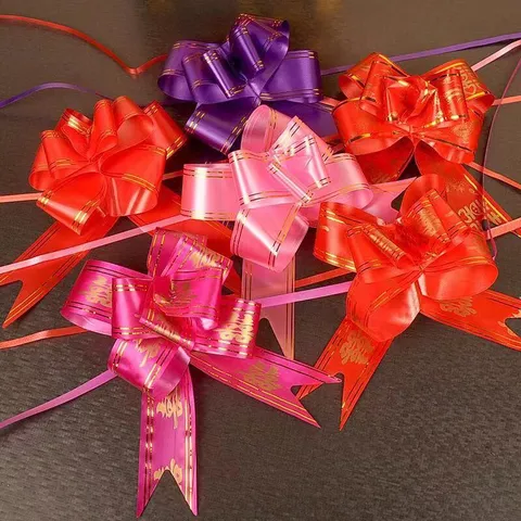 Large Gold Edge Bow Pull Ribbon For Wedding Car Decoration And Festive Party Celebration Plastic Ribbon
