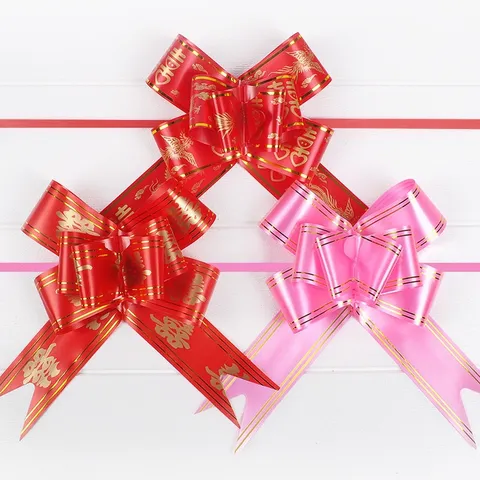 Large Gold Edge Bow Pull Ribbon For Wedding Car Decoration And Festive Party Celebration Plastic Ribbon