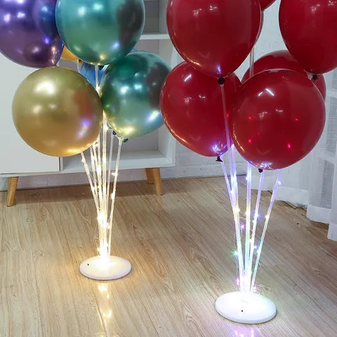 Kit de Soporte de Globo Luminoso LED Soporte de Columna de Globo con Base y Tira de Luz para Decoración de Fiesta de Boda