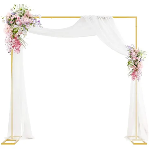 Kit de Support de Fond Réglable Carré en Métal Cadre d'Arche de Mariage Pour Fête Anniversaire Photographie Décoration Or