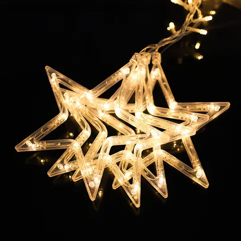 LED Star String Lights Curtain Lights Warm White Plastic Fairy Lights Starry Light For Bedroom Party Holiday Home Decor
