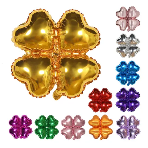Ballon en Feuille d'Aluminium Cœur Trèfle Mariage Anniversaire Fête Célébration Décoration Ballon Gonflable Multicolore