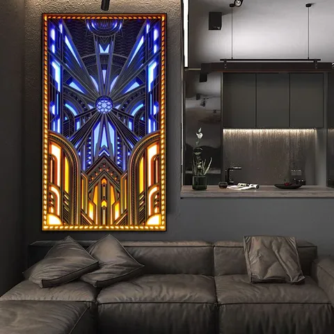 Colgante de Pared de Madera Tallada 3D en Capas Minimalista Moderno Con Retroiluminación LED Diseño Arquitectónico Geométrico Wabi-Sabi para Sala de Estar Entrada Arte Decorativo