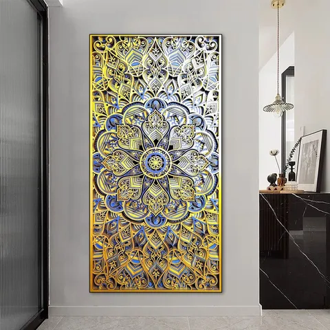 Mandala Arte da Parete in Legno Intaglio a Strati Decorazione Sospesa Scultura Geometrica per Soggiorno Ingresso Villa Decorazione Parete