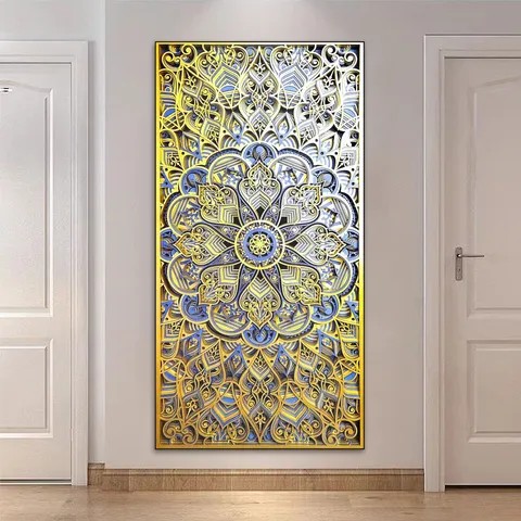 Mandala Arte da Parete in Legno Intaglio a Strati Decorazione Sospesa Scultura Geometrica per Soggiorno Ingresso Villa Decorazione Parete