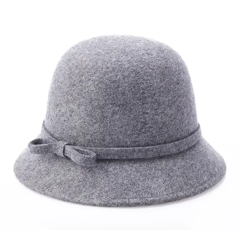 Cappello a Campana in Lana da Donna Invernale Autunnale Caldo Fiocco Cappello Pescatore Elegante Fedora Per Signora Tinta Unita