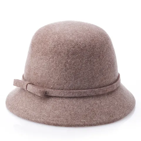 Cappello a Campana in Lana da Donna Invernale Autunnale Caldo Fiocco Cappello Pescatore Elegante Fedora Per Signora Tinta Unita