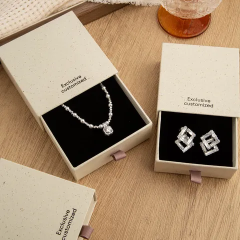 Scatola Portagioie a Cassetto in Carta Riciclata Ecologica Custodia Minimalista per Confezioni Regalo Per Anello Orecchini Collana Bracciale