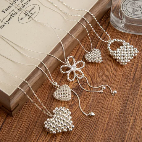 Collana Fiocco Cuore Argento Stile Coreano Elegante Catena Lunga Per Maglione Da Donna Lega Di Rame Collana Con Pendente In Strass Gioielli Di Moda Regalo