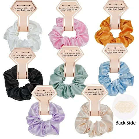 Elegant Satin Hair Scrunchie With Gold Stamping Card Gift For Bridesmaid Wedding Party Minimalist Women Elastic Hair Ties Hair Band Accessories