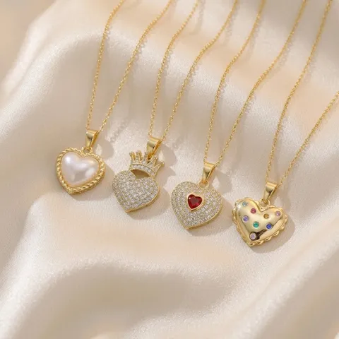 Süße Herz Anhänger Halskette Für Damen Edelstahlkette Strass Schlüsselbein Kette Schmuck Geschenk Mode Halsketten