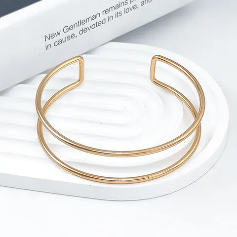 Bracciale a Fascia Aperto in Metallo Regolabile a Doppio Strato Gioielli Minimalisti Esagerati per Donna Regalo per Feste di Spettacolo
