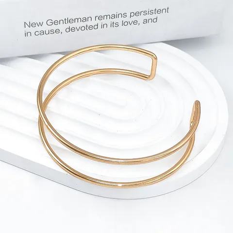 Bracciale a Fascia Aperto in Metallo Regolabile a Doppio Strato Gioielli Minimalisti Esagerati per Donna Regalo per Feste di Spettacolo