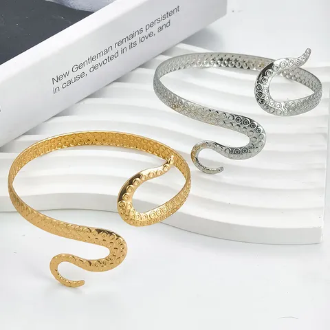 Bracciale da Braccio Regolabile a Tentacoli di Polpo in Metallo Stile Gothic Punk Design Animale per Donna Oro Argento