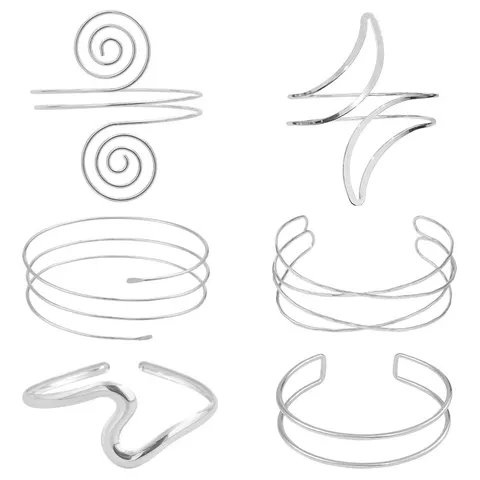 Punk Overdreven Multilaag Open Bovenarmband Verguld Glanzend Geometrisch Armring Sieraden Voor Dames Podiumshow Accessoires