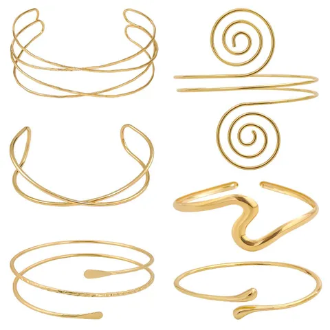 Verstelbare Bovenarmband Voor Dames Legering Meerlagig Hol Geometrische Bovenarmband Gepersonaliseerde Mode Sieraden Goud Zilver Armband