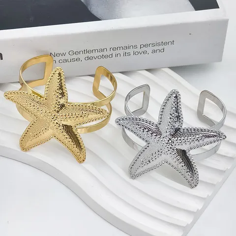 Westerse Mode Metaal Zeester Open Verstelbaar Armband Bovenarmband Voor Vrouwen Zomerstrand Zeester Manchet Armband Hoge Kwaliteit Sieraden