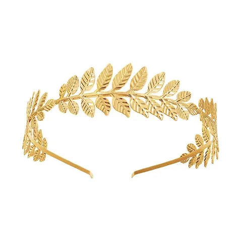 Goddess Gold Metal Leaf Bridal Headwear Set Delicate Leaf Headband Hair Comb Cuff Bracelet Artificial Pearl Earrings For Wedding Party Women Jewelry