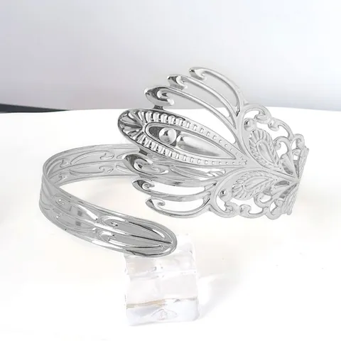 Vintage Metallo Aperto Bracciale da Braccio Francese Fenice Piuma Traforato Regolabile Braccialetto per Unisex Festa Gioielli
