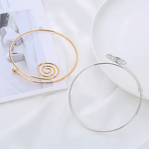 Bracciale da Braccio Aperto a Spirale in Metallo Minimalista Fascia da Braccio Regolabile Geometrico Sfera Gioielli per Donna Festa Regalo