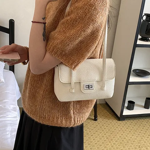Dames Casual Synthetisch Leer Schoudertas met Lychee Patroon en Minimalistische Stijl Perfecte Opbergstructuur voor Dagelijks Woon-Werkverkeer