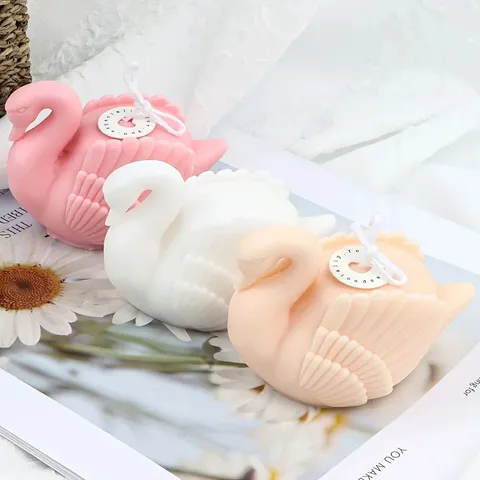 3D Stereo White Swan Silicone Mold For DIY Scented Candle Making Creative Animal Plaster Ornament Soap Fondant Craft Cake Decorating Supplies