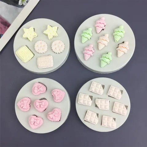 7-Cavity Mini Ice Cream Cone Silicone Mold For DIY Aromatherapy Candle Gypsum Fondant Chocolate Cake Decorating Manual Craft Mold