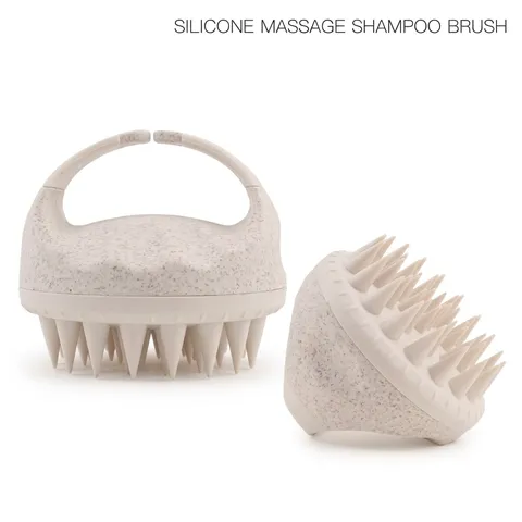 Cepillo Masajeador de Cuero Cabelludo de Paja de Trigo Cepillo de Silicona Suave para Champú para Limpieza Profunda y Cuidado del Cabello