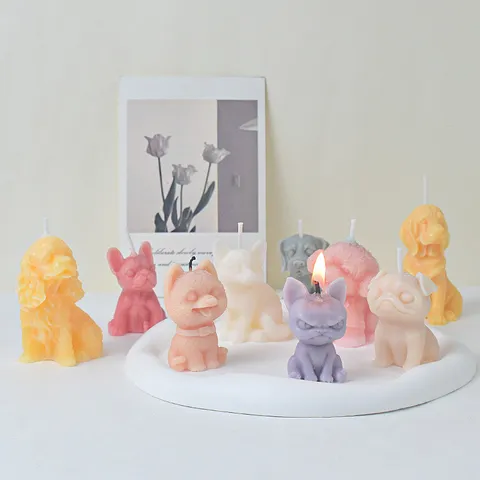 3D Puppy Silicone Mold Set Dog Shaped Scented Candle Gypsum DIY Mold Fondant Chocolate Baking Cake Decoration Craft Tools