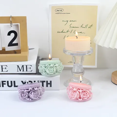 3D Rose Macaron Silikonform Lebensmittelecht Flexible Form Für DIY Aromatherapie Kerze Handgemachte Seife Mousse Kuchen Backen