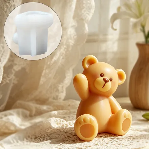 3D Bear Silicone Mold For DIY Aromatherapy Candle Plaster Car Ornament Handmade Sitting Bear Soap Resin Crafting Mold