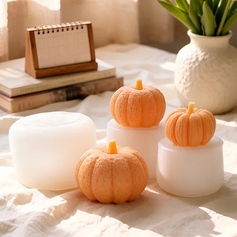 DIY Pumpkin Orange Scented Candle Silicone Mold For Handmade Soap Plaster Halloween Home Decor Kitchen Baking Tool