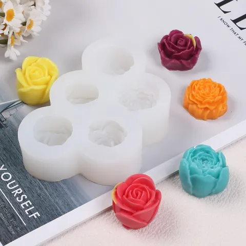 Silikon Rosenblüten Form Für DIY Duftkerze Wachs Seife Herstellung 3D Floral Mousse Schokolade Kuchenform Haus Backen Handwerk Werkzeug