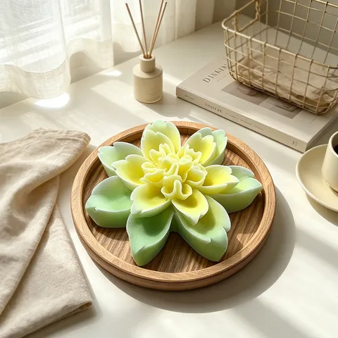3D Double Layer Lotus Silicone Mold For DIY Aromatherapy Candle Plaster Resin Decoration Flower Shape Handmade Craft Mold
