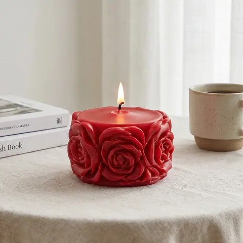 3D Cylinder Rose Silicone Mold Flower Embossed Aromatherapy Candle DIY Craft Handmade Soap Mousse Cake Bakeware Mold