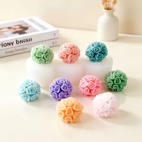 3-Hole Rose Hydrangea Flower Silicone Mold For Handmade DIY Candle Aromatherapy Wax Tablet Car Decoration Chocolate Cake Flower Mold