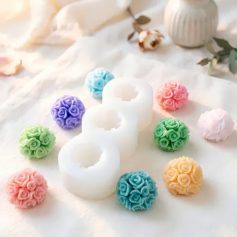 3-Hole Rose Hydrangea Flower Silicone Mold For Handmade DIY Candle Aromatherapy Wax Tablet Car Decoration Chocolate Cake Flower Mold